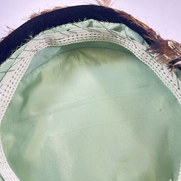 Ladies Vintage 1950s Pillbox Style Pheasant Feather Hat, Fashioned by Claire - Picture 7 of 8